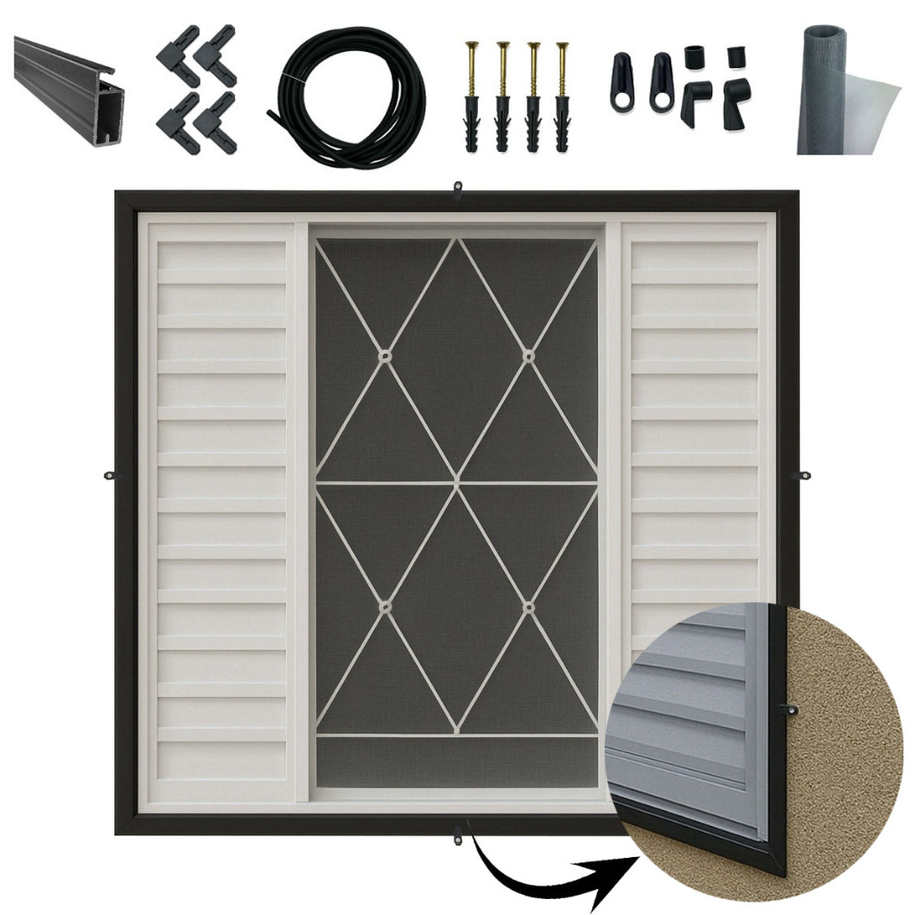 Tela Mosquiteiro Removível + Perfil Alumínio P/ Janela 1,20x1,20 Anti Insetos em Oferta na Shopee