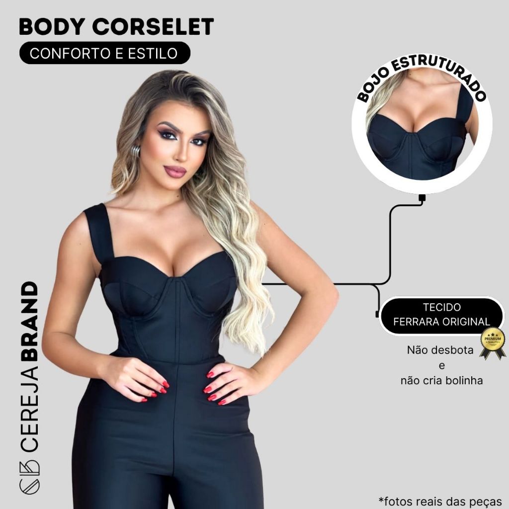Body Corselet Prado Max Power Bojo Corset Chique Noite