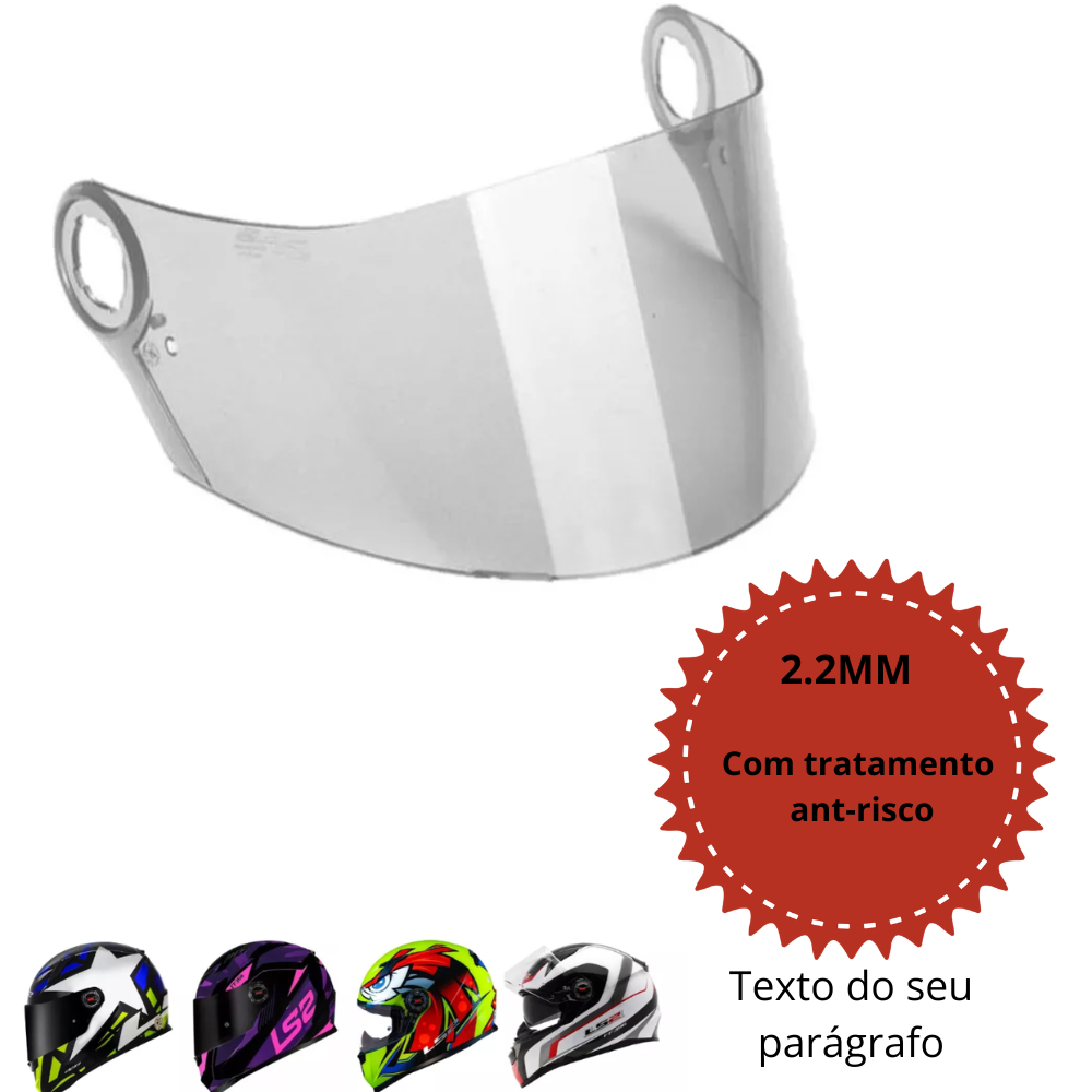 Viseira Cristal 2.2mm Capacete Fw3 Gt Ls2 Ff358 Ff 396