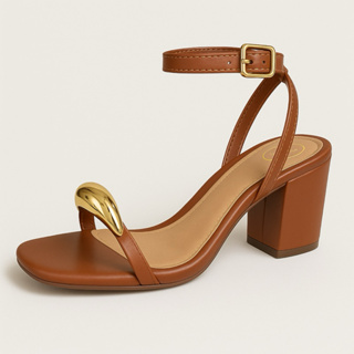 Sandália Feminina Salto Confortável detalhe Metal 075-07 em Oferta na Shopee