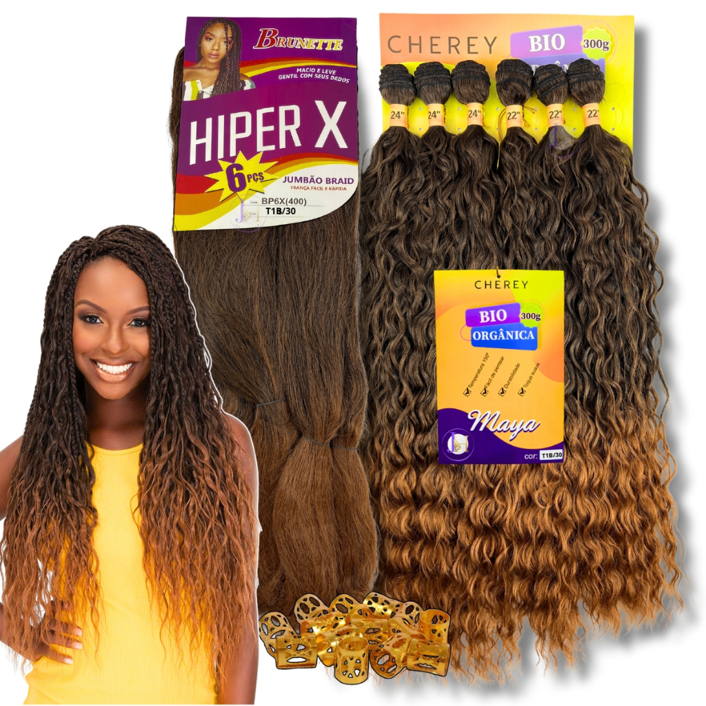 Kit Cabelo Jumbo Gypsy Braids Tranças + Cachos Bio Orgânico