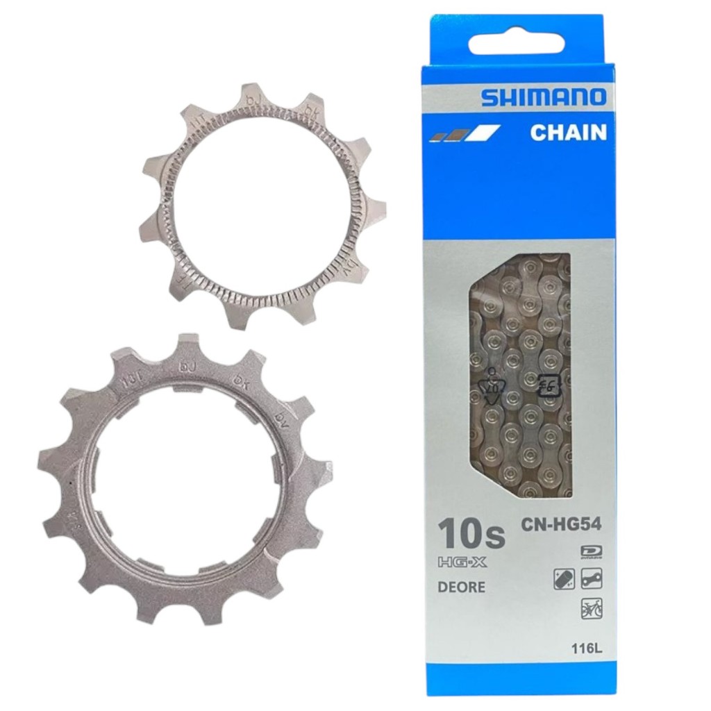 Kit Shimano 10v Pinhão 11/13D + Corrente Deore CN-HG54 10v 116 elos