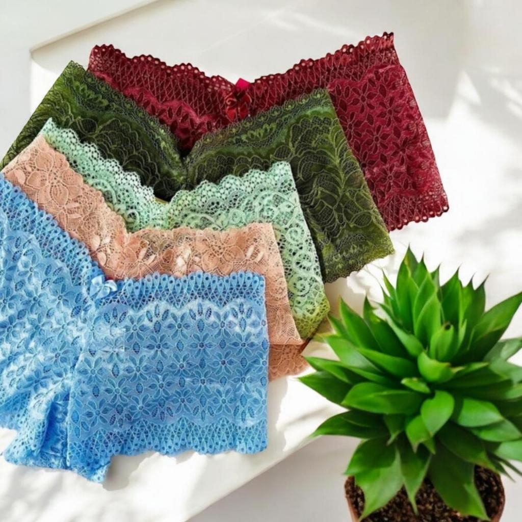 Kit 5 Caleçon Tanga Renda Shortinho Lingerie Calesson Calcinha Feminina