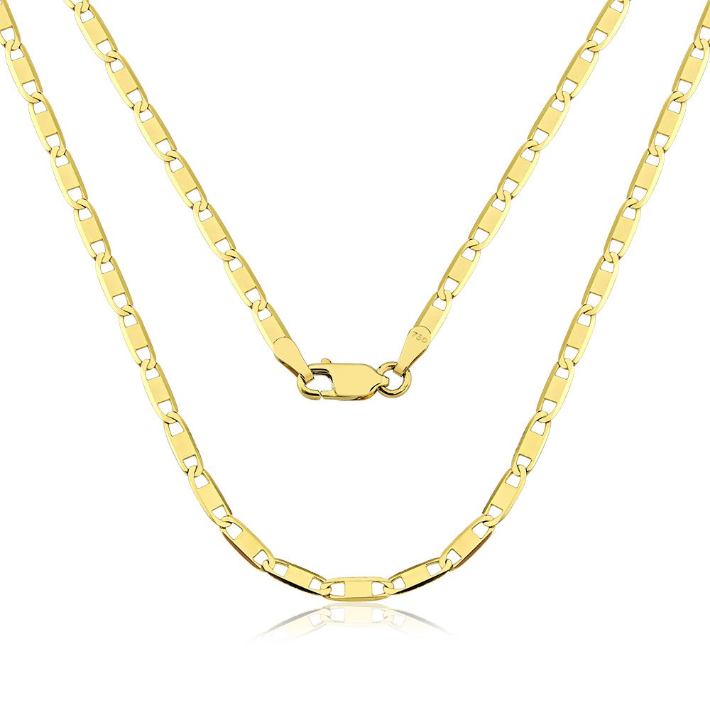 Corrente de ouro 18k Piastrine larga 70cm 3mm