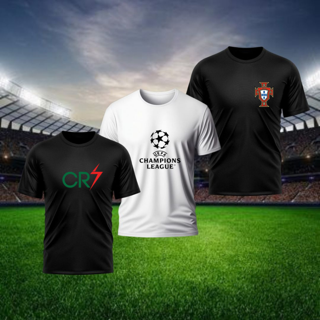 Kit 3 Camisa Dry Fit Camiseta Blusa Streetwear Masculina Feminina Premium Cr7 UEFA Champions League Seleção Portugal