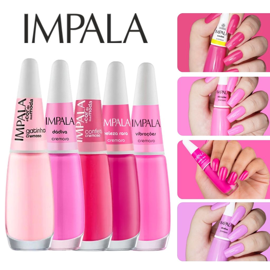 Kit 5 Esmalte Impala Tons Rosa Cremoso Esmalte Atacado