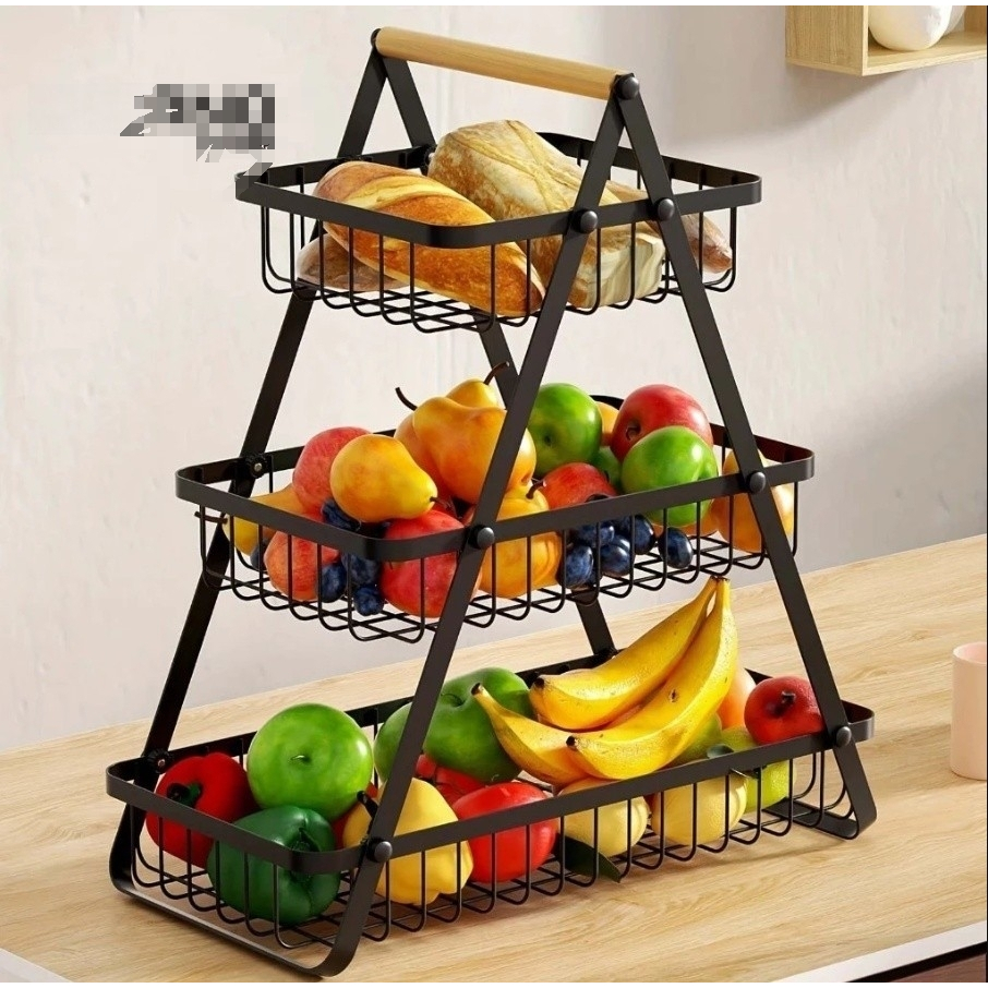 Cesto Fruteira de Mesa Aramado até 3/2 Andares em Metal Organizador Multiuso Frutas Legumes em Oferta na Shopee