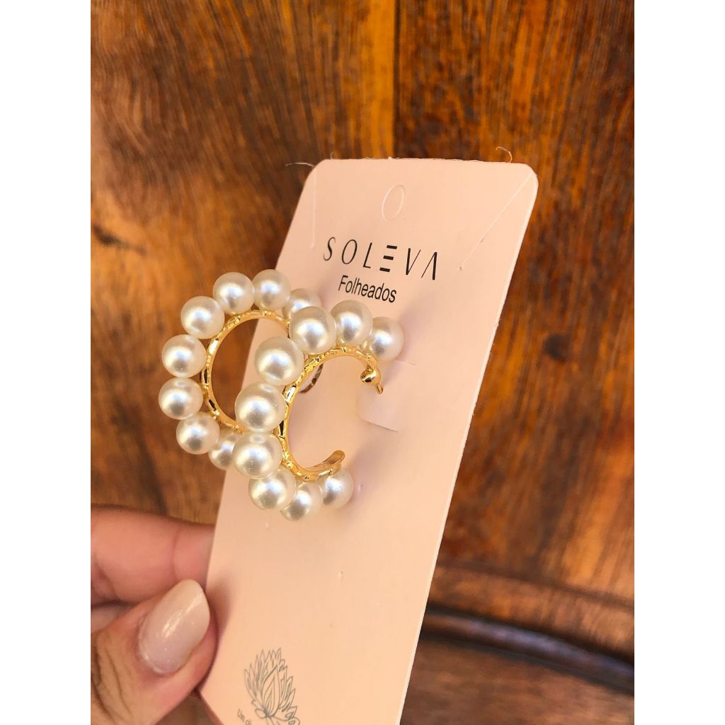 Soleva Folheados Argolas De Pérolas Delicados Moderna P e Mini em Oferta na Shopee