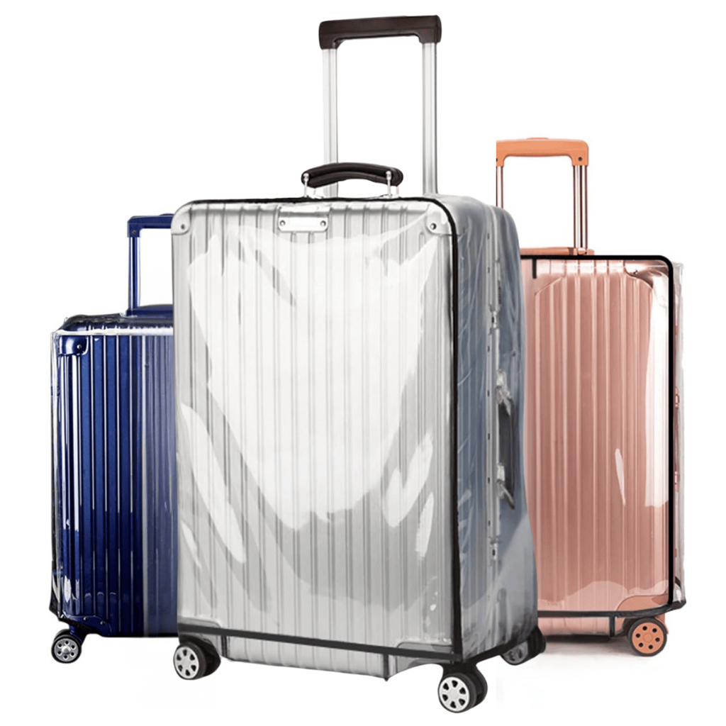 Imagem Capa Para Mala de Viagem Tamanho P M G - Plástico Grosso Transparente Protege Arranhão Risco Água