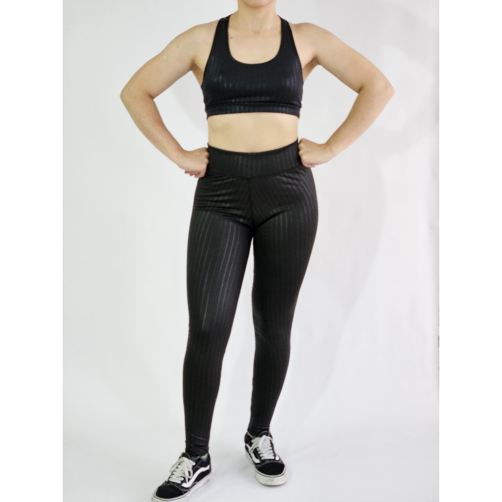 Conjunto Academia Fitness Feminino Top Costa Nadador + Legging Malha Cirrê 3D Zero Transparência