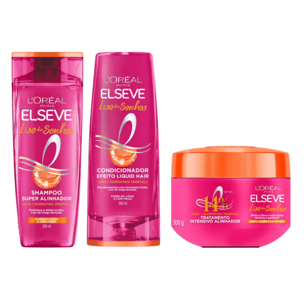 Kit Elseve Liso do Sonhos - Shampoo e Condicionador 200ml + Máscara 300g em Oferta na Shopee