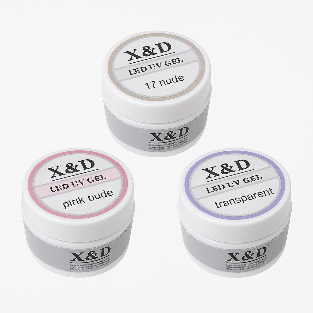 KIT 3 Gel 15g X&D Original C/Anvisa Para Unhas Gel fibra XED XD Profissional Alongamento