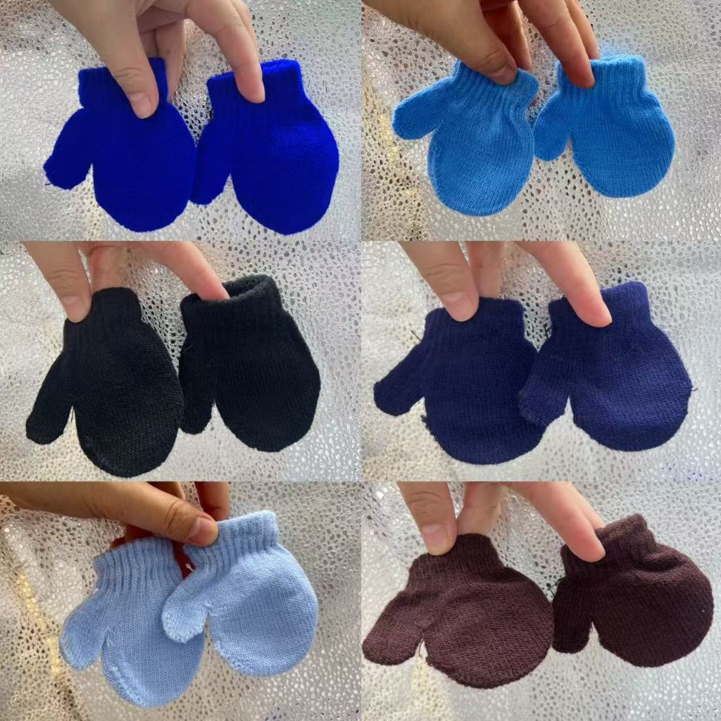 Kit 2 Ou 3 Pares De Luvas De Lã acrílica Cor Liso Infantil Bebe 0-12 Meses