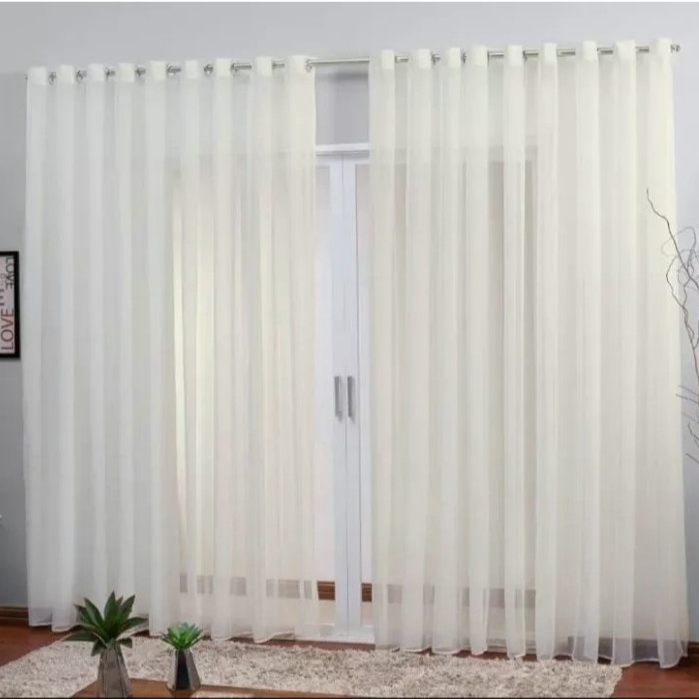 Cortina De Voil Quarto E Sala Voal 4,00 X 2,50 Ilhós Cromado