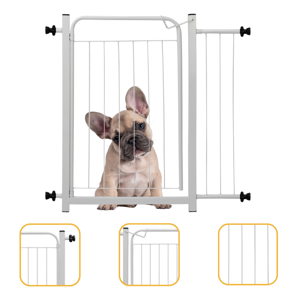 Portão Portãozinho Segurança Para Pets e Crianças + Extensor 15cm Branco