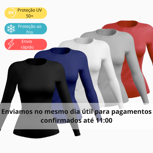 Kit 3 Camisa Térmica Feminina Proteção Uv 50+ Segunda Pele Camiseta Blusa Malha Fria Academia Manga Longa F7 NEW STYLE