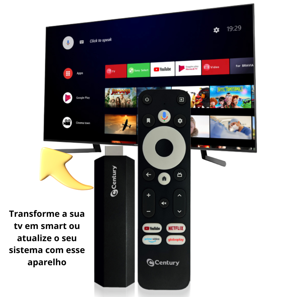 NOVO FIRE STICK TV CENTURY WIFI 5G 2.4 ANDROID TV