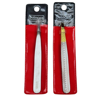 Kit 2 Pinça Solingen Design Profissional (Ponta Agulha Extra Fina + Chanfrada Luxo) em Oferta na Shopee