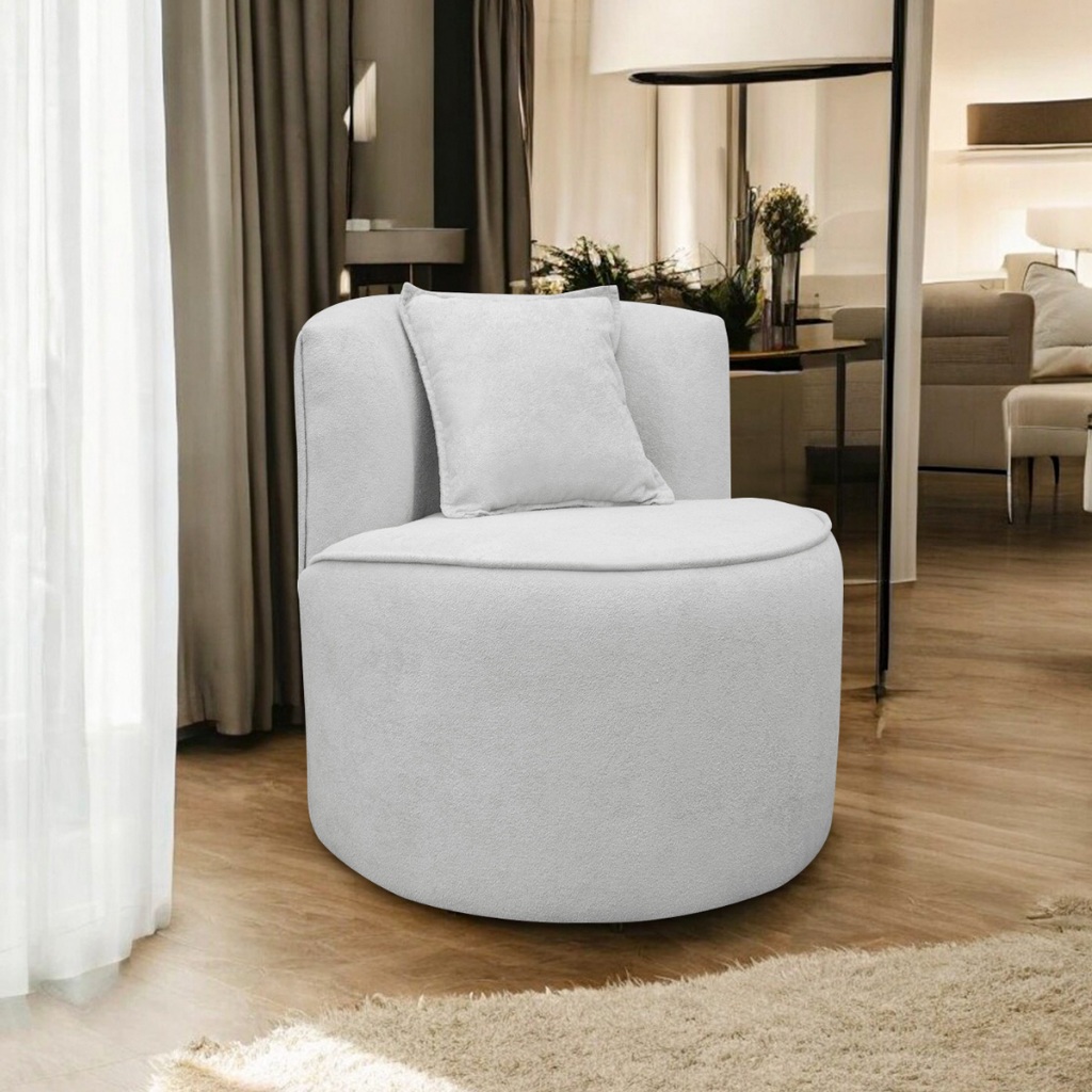 Sofá Poltrona Orgânica Pérola Bouclé Luxo