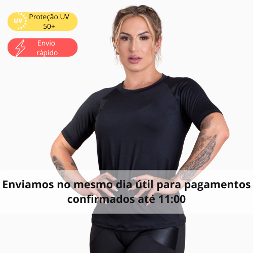 Camisa Segunda Pele Feminina Proteção Solar Uv+50 Camiseta Térmica Manga Curta Moda Inverno E Verão GJR Modas