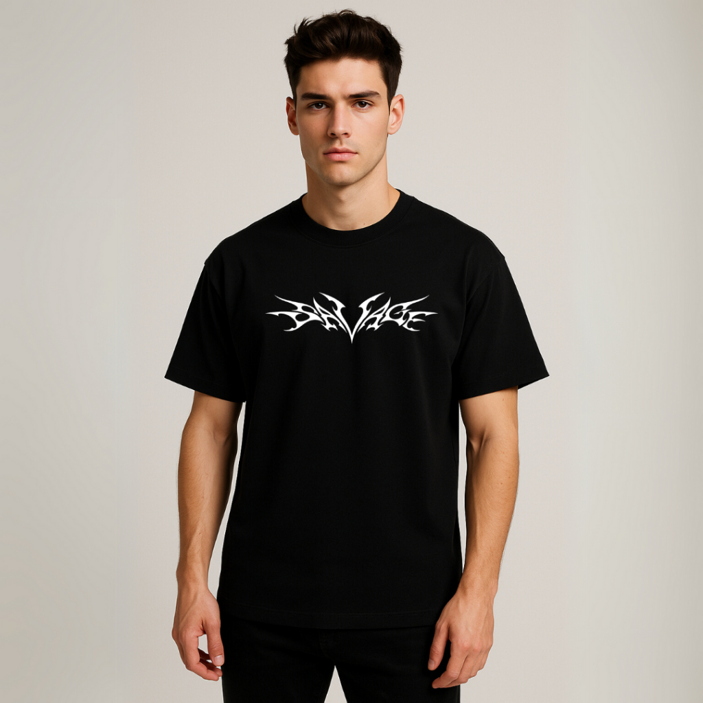 Camiseta Savage Bordado Street Wear Gótico Rock Academia