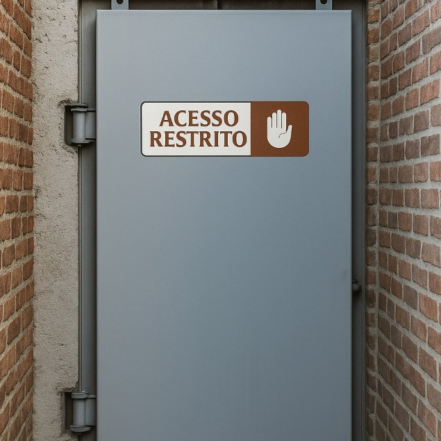 Placa Sinalização Acesso Restrito Acrílico Dourado e Rose Elegante e Durável