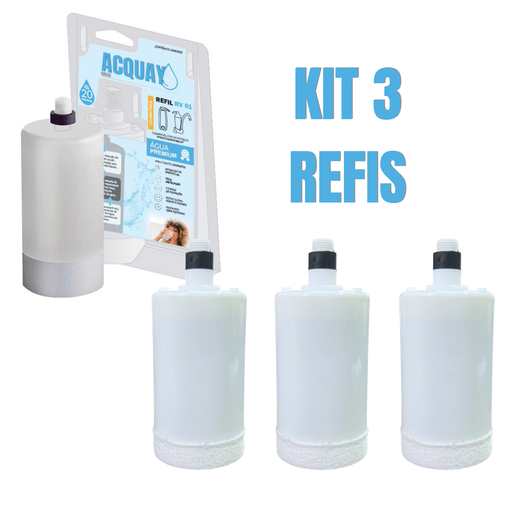 Kit 3x Refil Compatível Com Vela Filtro Lorenzetti Acqua Bella Vitale Rv-01