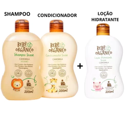 Kit Shampoo + Condicionador + Loção Hidratante - Cuidado Natural e Delicado para o Bebê 600 ml