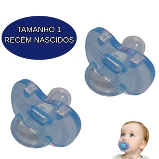 2 Chupetas 100% Silicone Recém Nascidos 0 a 6 meses Tamanho 1 Bico ACHATADO PEQUENO em Oferta na Shopee