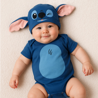 Body Bebê Lilo + Touca 100% Algodão Temático Mesversário Kit 2 Peças em Oferta na Shopee