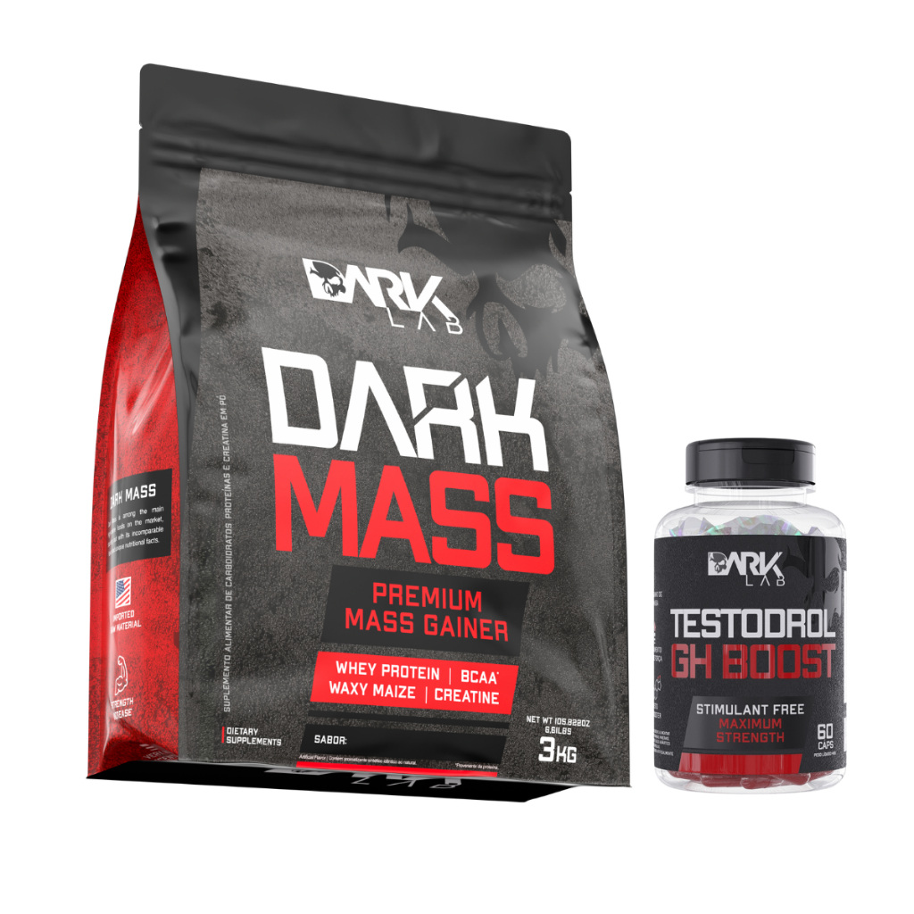 Kit Hipercalórico Dark Mass 3kg + Testodrol-GH Boost 60 cápsulas - Dark Lab - Health