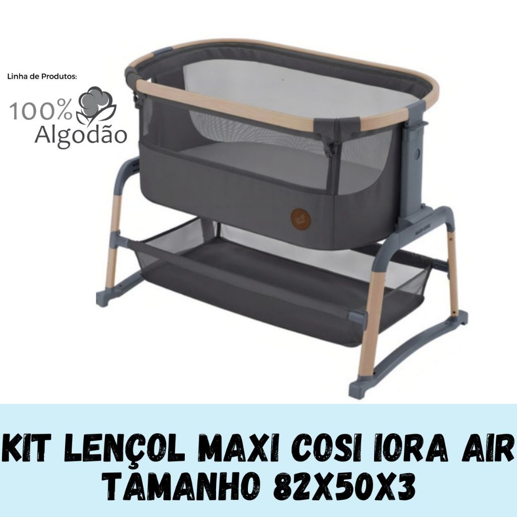 KIT 3 LENÇOL PARA BERÇO MAXI COSI IORA AIR 100% Algodão em Oferta na Shopee
