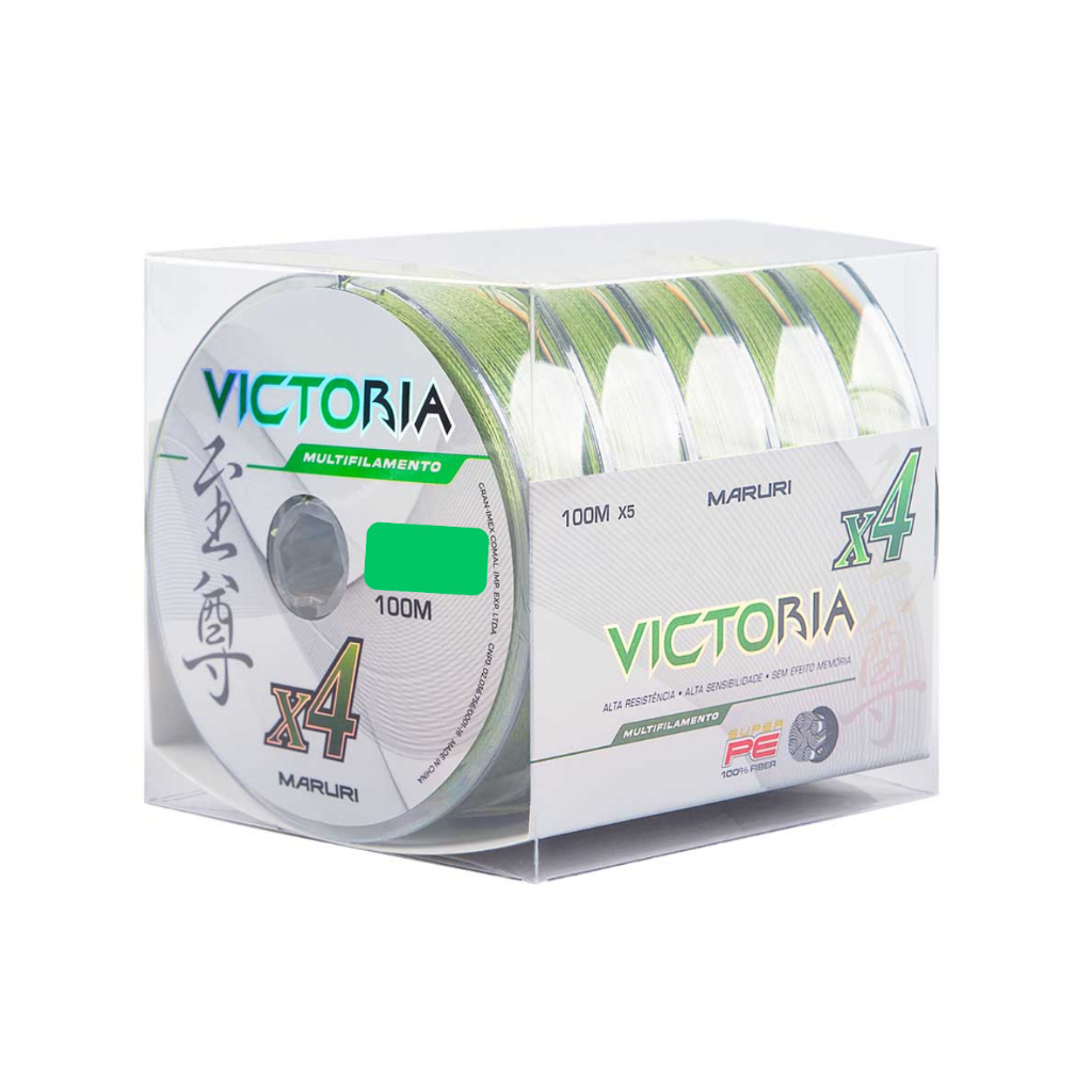 Linha Multifilamento Victoria 0,58mm Verde Alta Resistência 4 Fios Pesca Oceânica e Pesada Maruri Caixa c/5 Unidades