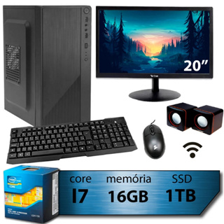 Computador I7 Intel Core Ssd 1TB Memoria 16GB Monitor 20 + DVD + Placa de Rede em Oferta na Shopee