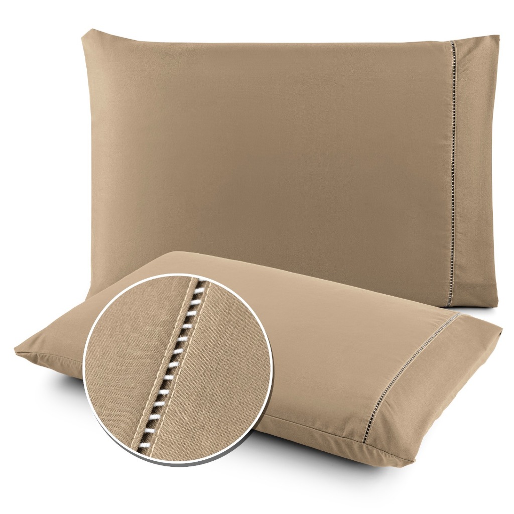 Conjunto com 04 Fronhas em Ponto Palito, Tecido Micropercal de 400 Fios - BRYAN DECOR