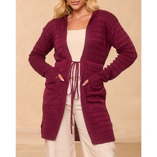 Blusa Feminina De Frio Tricot Kimono Cardigan Casaco Capuz Lã