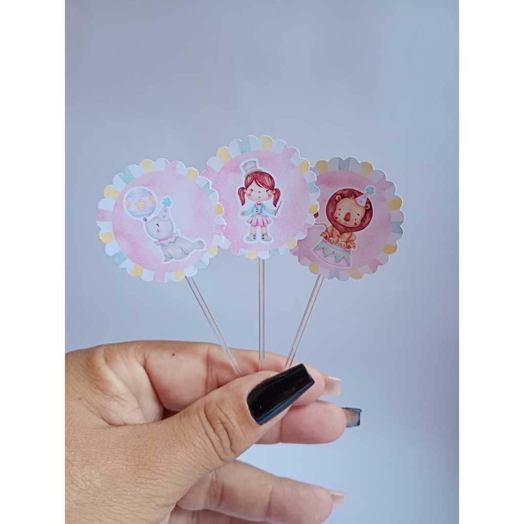 Topper Personalizado Para Docinho CIRCO ROSA /Não Acompanha Forminha/FAZEMOS TODOS OS TEMAS