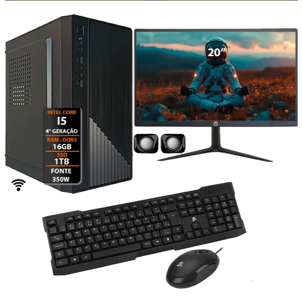 Computador Core I5 4°ger Ddr3 16gb Ssd 1tb 350w Monitor 20