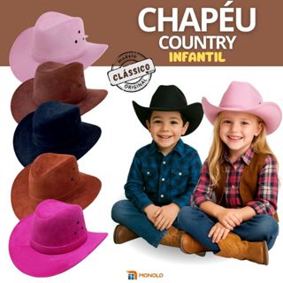 Chapéu Infantil Country Festa Junina Rodeio Menino Menina Cowboy Peão Boiadeira Sertanejo Monolo em Oferta na Shopee