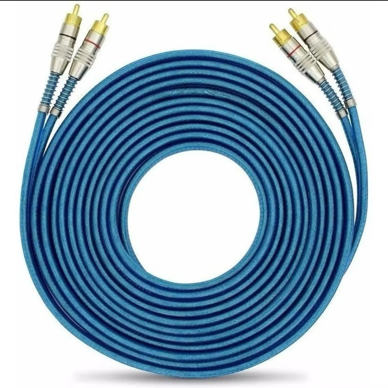 Cabo RCA 5m Dulpa Blindagem Cobre 5M Blindado 5mm Plug Metal Som Automotivo