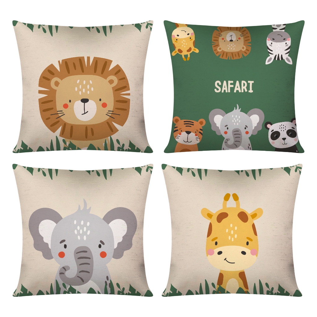 Kit c/ 4 Capas de Almofada Decorativas Modern Print 45x45 Safari Leãozinho em Oferta na Shopee