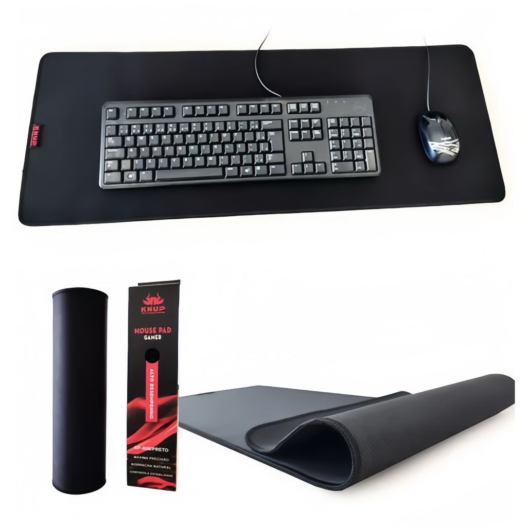 Mouse Pad Gamer Grande 80x30cm Preto Confortável Base antiderrapante