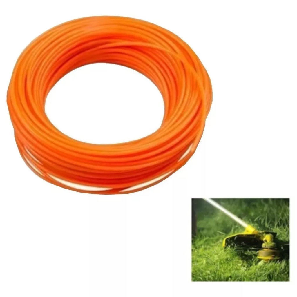 Fio De Nylon Para Roçadeira 2,5mm Quadrado Rolo Com 15 metros