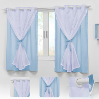 Cortina azul bebê 2,20x1,30 voal para quarto infantil Teen em Oferta na Shopee