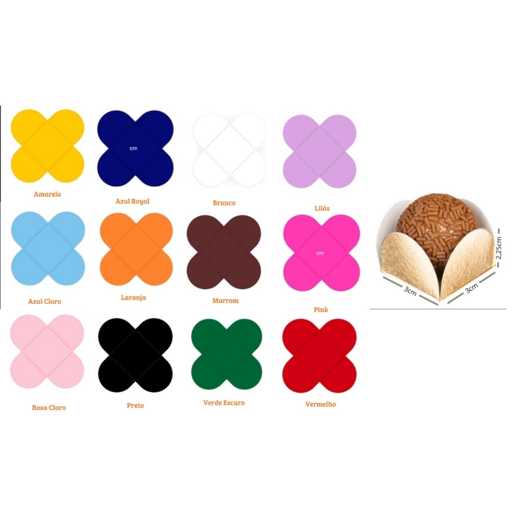 Forminhas 4 Pétalas Doces Finos Regina - Brigadeiro Beijinho Bombom Aniversários Casamento Batizado em Oferta na Shopee