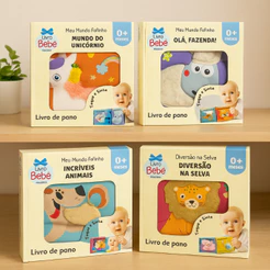 Livro Pano Infantil Bebê Meu Mundo Fofinho Sensorial e Macio