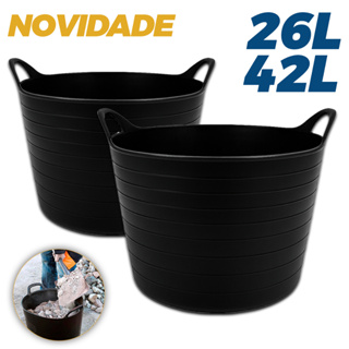 Balde Maleável Flexível Cortag Com Alças 26L/42L para Argamassa Azulejista Obras Entulhos Pedreiros em Oferta na Shopee