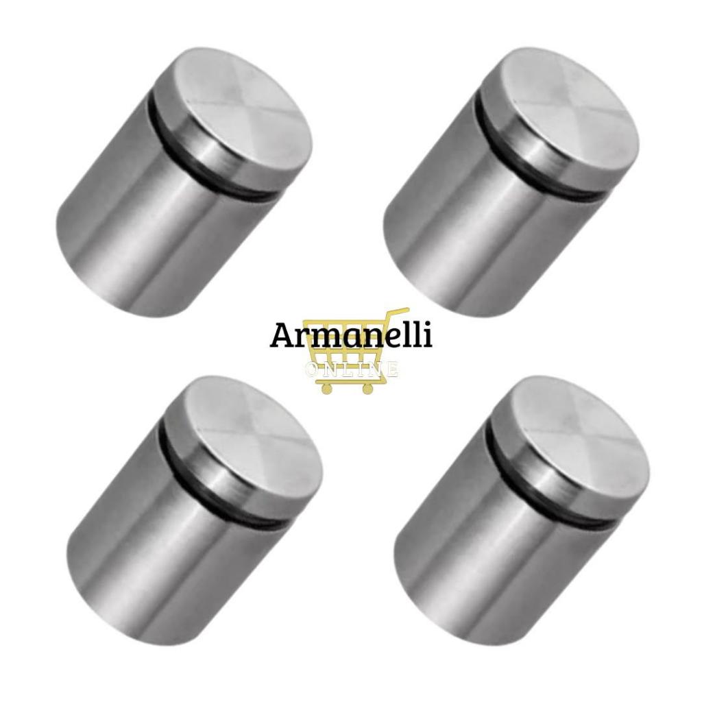 Kit 02/04 Prolongador Espaçador Inox Cromado/Escovado 2,5/5/10cmx25mm Para Acrílico, Vidro, Espelho