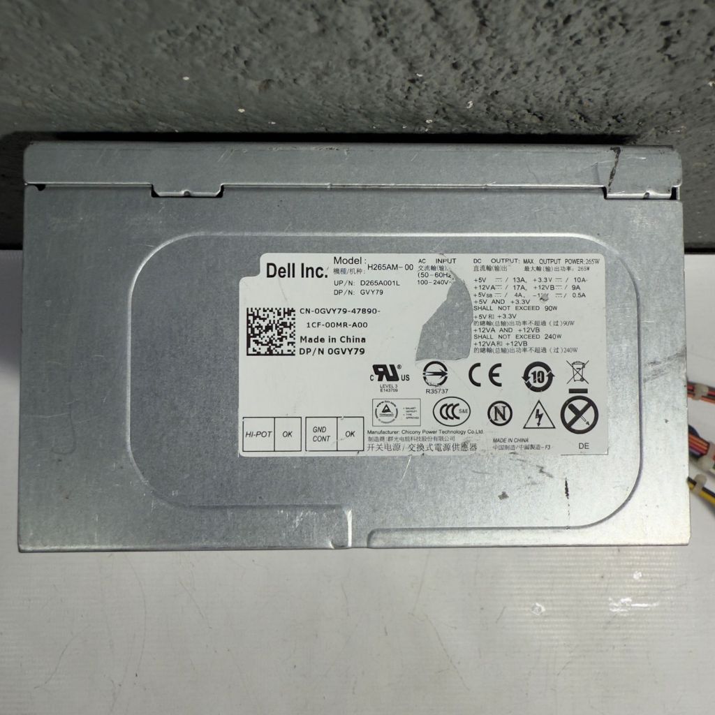 FONTE REAL DELL INC MODELO: H265am-00 24PINOS 265w Optiplex 7010 9010 3010