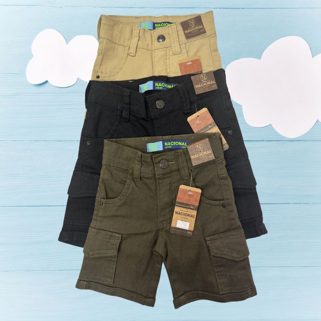 Kit 3 Bermudas Cargo Infantil Masculina Sortidas – Confortáveis e Estilosas Sarja Casual